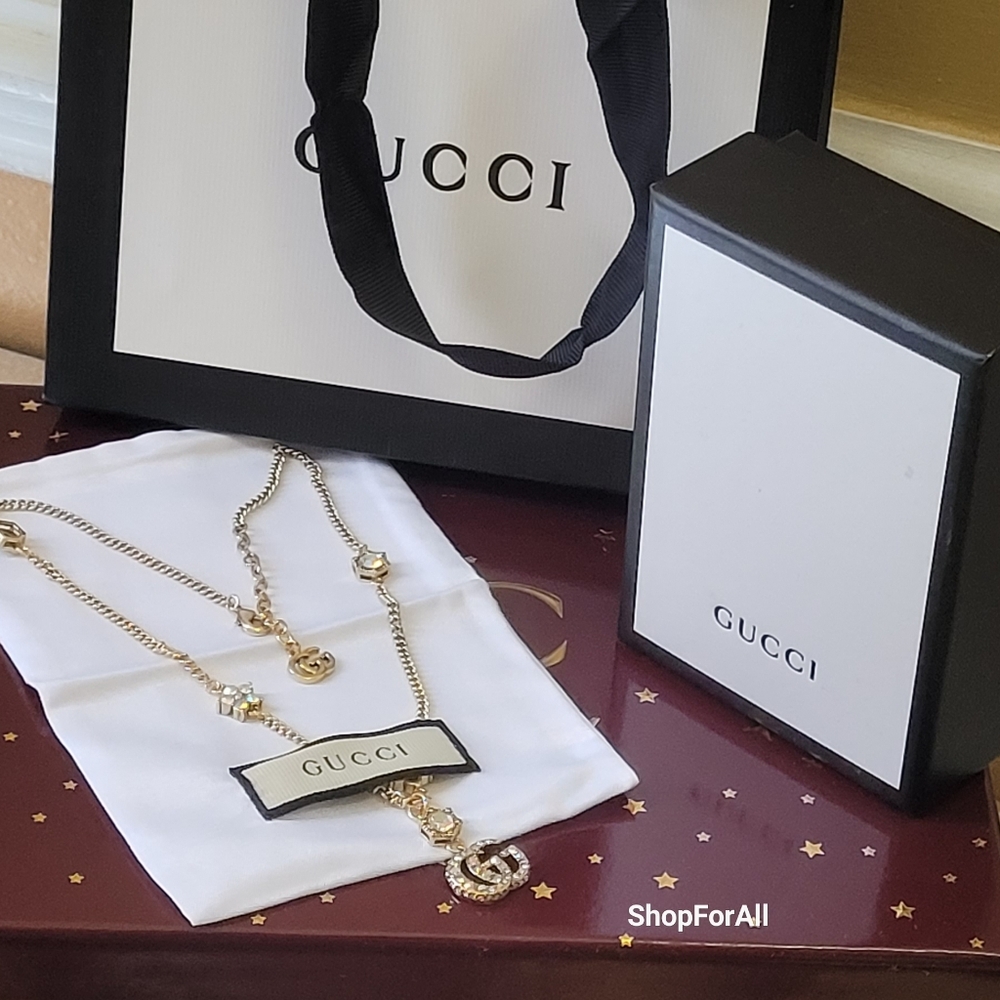 Gucci Gold Necklace with Crystal Details - Picture 6 of 12